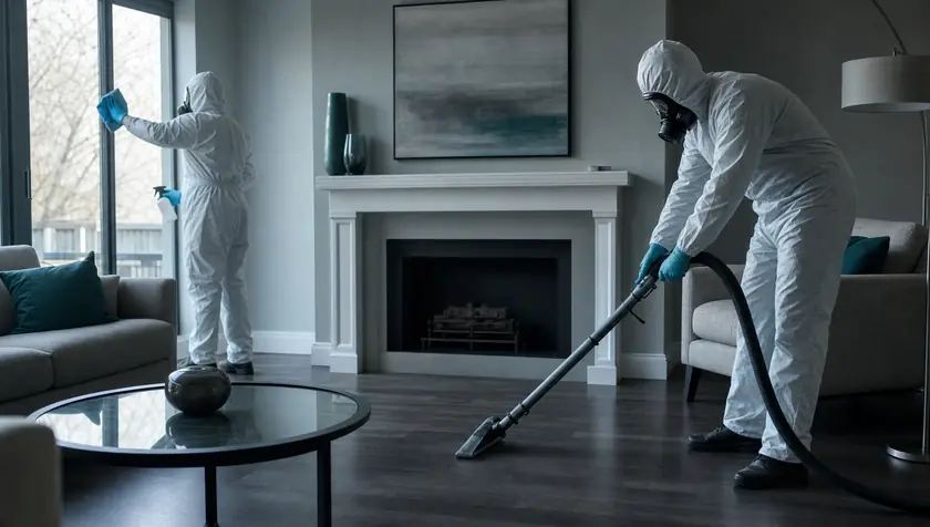 A clean, restored room after professional fire and smoke damage cleaning.