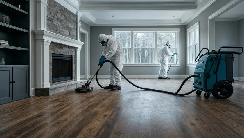 A clean, dried, restored room after professional flood damage restoration.