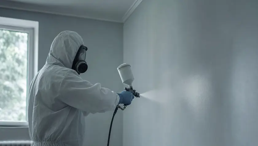 A clean, treated, freshly painted wall after professional mould removal.