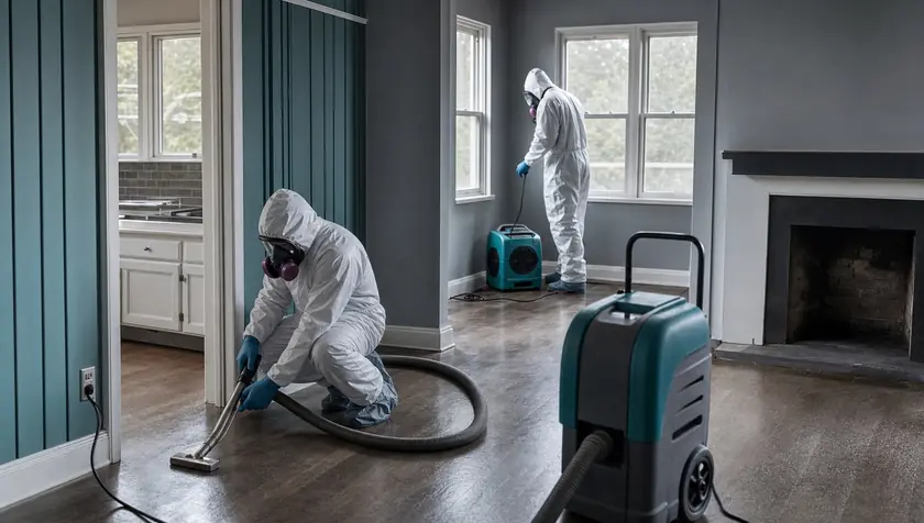 A clean, dried, restored ground-floor room after professional sewage cleanup.